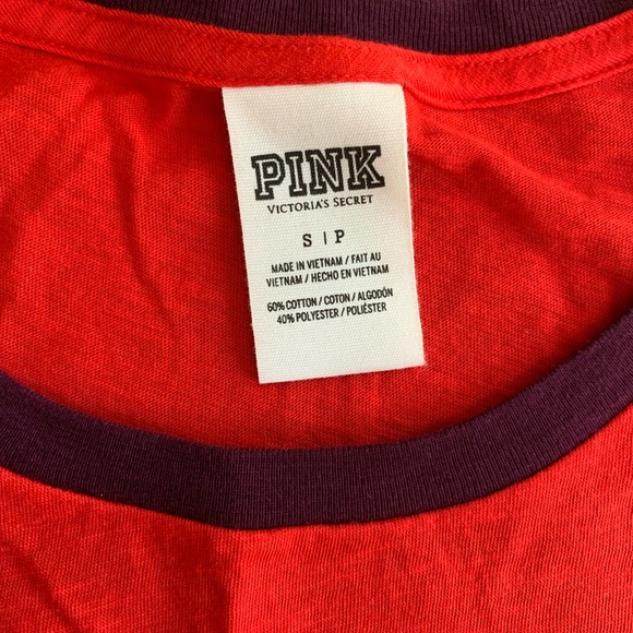 PINK Victoria's Secret Red and Burgundy Long Sleeve Tee - Picture 2 of 5